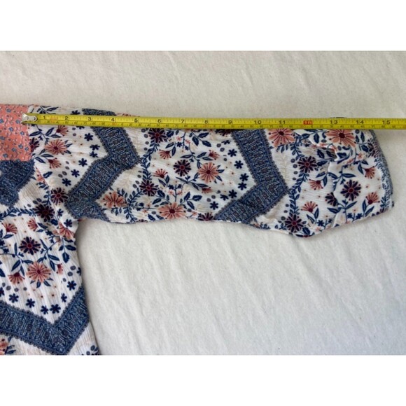 EUC En Elly Anthropologie XS Pink Floral Tunic Drawstring Pockets Roll Tab Flowy - Picture 6 of 9